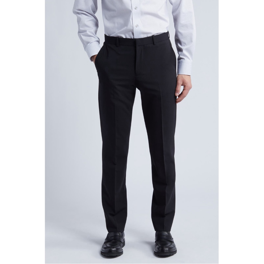 Nordstrom Trim Fit Tuxedo Stripe Black Dress Pants, Size 40w X 32l New W/Tag